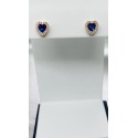 Orecchini cuore blu e zirconi a giro argento rosato 925