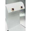 Orecchini cuore blu e zirconi a giro argento rosato 925