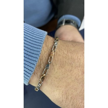 Bracciale uomo acciaio maglie catena bicolore