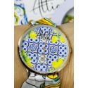 Attia orologio maioliche blu e limoni