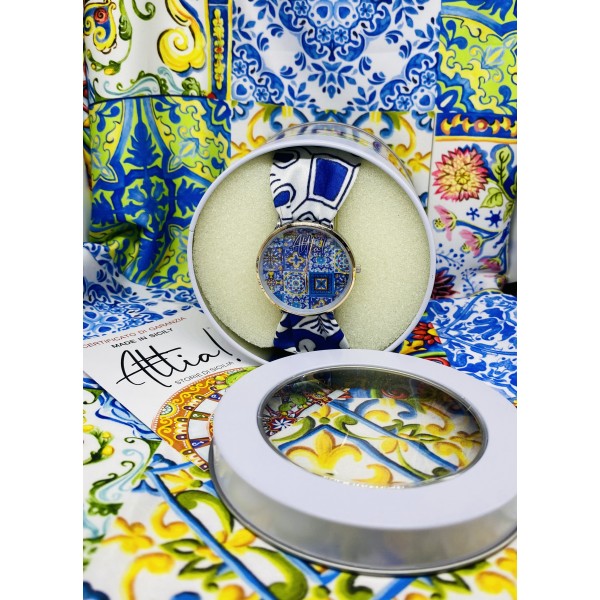 Attia orologio maioliche blu