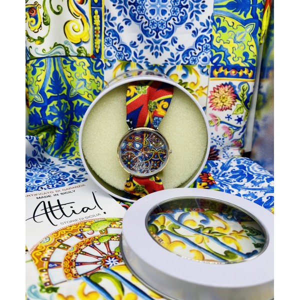 Attia orologio maioliche blu e rosse