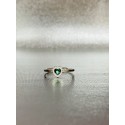 Anello open con cuore verde e zirconi a giro argento 925
