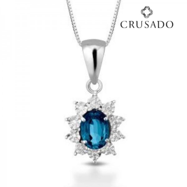 Collana con pendente oro zaffiro & diamanti
