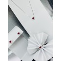 Anello open con cuore rosso e zirconi a giro argento rosato 925