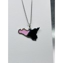 Collana Argento Sicilia Rosa Nero 