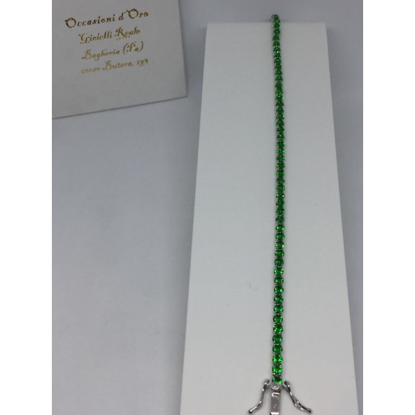 Bracciale tennis in argento 925 e zirconi verdi