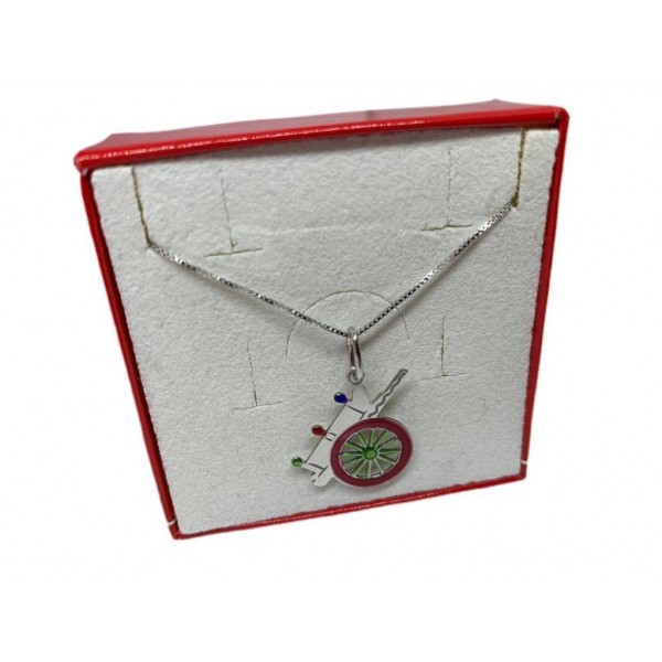 Collana con ciondolo carretto siciliano smaltato in argento