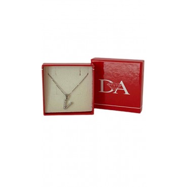 Collana con ciondolo lettera V argento&zirconi