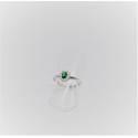 Parure collana con pendente, orecchini e anello centrale ovale verde in argento 925