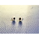 Orecchini con ovale 5x3 blu e cornice di zirconi in argento 925