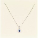 Parure collana con pendente, orecchini e anello centrale ovale blu in argento 925