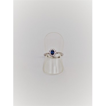 Anello con centrale ovale 5x3 blu in argento 925