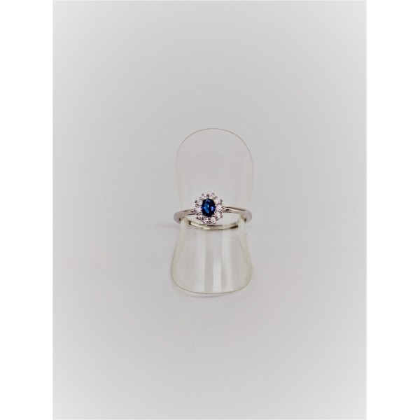 Anello con centrale ovale 5x3 blu in argento 925
