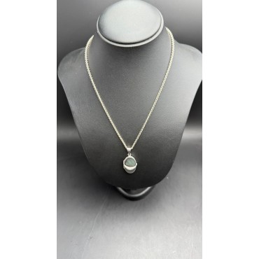 Collana maglia catenella con pendente portafoto ovale in argento 2,5x1,7