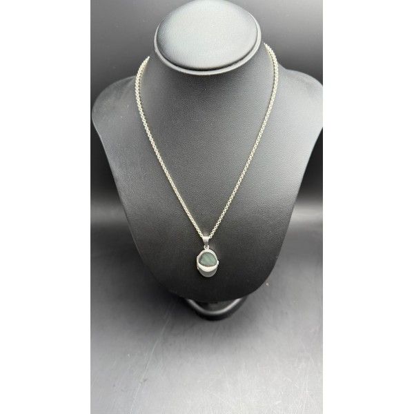 Collana maglia catenella con pendente portafoto ovale in argento 2,5x1,7