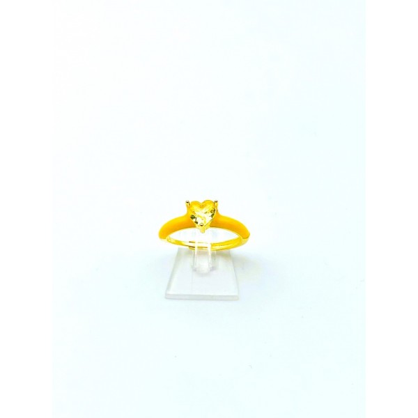 Anello argento dorato con cuore e smalto giallo
