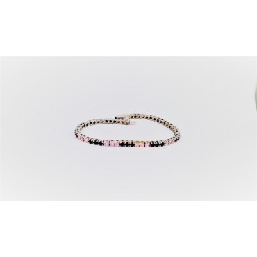 Bracciale tennis in argento e zirconi rosa-nero 3+3