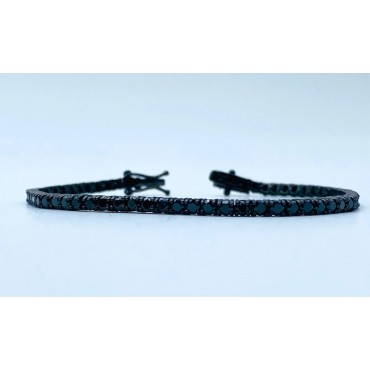 Bracciale Tennis Argento brunito Con Zirconi neri 2mm