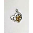 Ciondolo maternita' cuore in oro bicolore con cornice zirconata