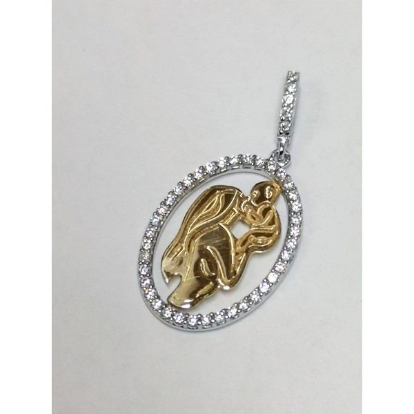 Ciondolo maternita' in oro bicolore zirconato