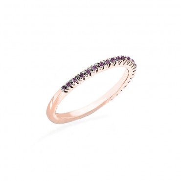 Veretta mezzo giro oro rosa e 23 zaffiri rosa
