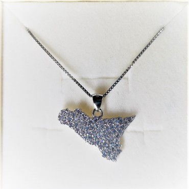 Ciondolo Sicilia in argento 925 zirconato