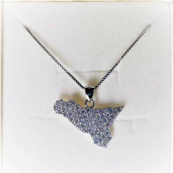 Ciondolo Sicilia in argento 925 zirconato