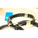 Bracciale corda e acciaio ancora marrone e acciaio