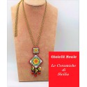 Collana ceramiche di Sicilia in bronzo sui toni del rosso