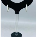 Orecchini argento dorato forma rettangolare smaltati bianco