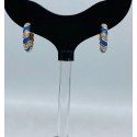 Cerchi argento dorato a spirale con zirconi e smalto blu 