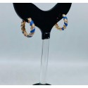 Cerchi argento dorato a spirale con zirconi e smalto blu 