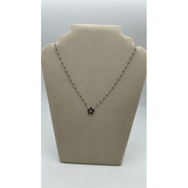 collana stella argento con perline nere e zirconi