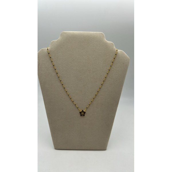 collana stella argento dorato con perline nere e zirconi