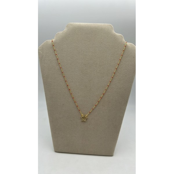 collana stella argento con perline rosse e zirconi