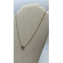 Collana cuore argento dorato con perline nere e zirconi