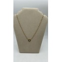 Collana cuore argento dorato con perline nere e zirconi