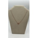 Collana cuore argento rosato con perline verdi e zirconi