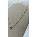 Collana cuore argento rosato con perline verdi e zirconi
