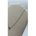 Collana cuore argento con perline nere e zirconi
