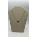 Collana cuore argento con perline nere e zirconi