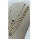 Collana cuore argento dorato con perline verdi e zirconi
