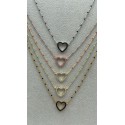 Collana cuore argento dorato con perline verdi e zirconi