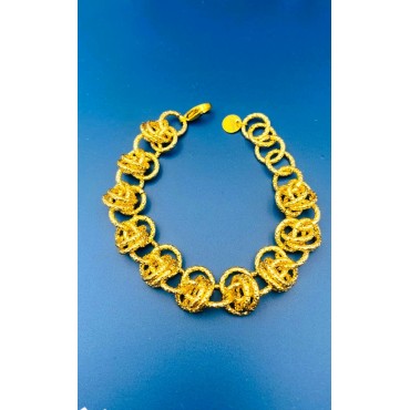 Bracciale rondelle a sfera in alluminio dorato satinato