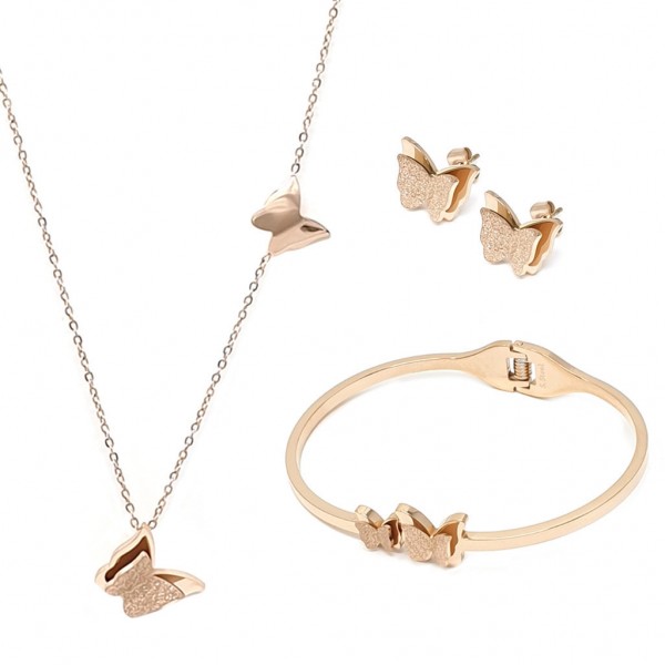 Set donna orecchini, bracciale e collana in acciaio dorati