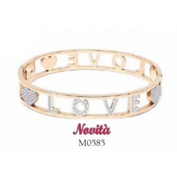 Bracciale rigido donna dorato in acciaio Love