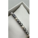 Bracciale filo di perle freshwater multicolor nero-grigio con susta in oro bianco
