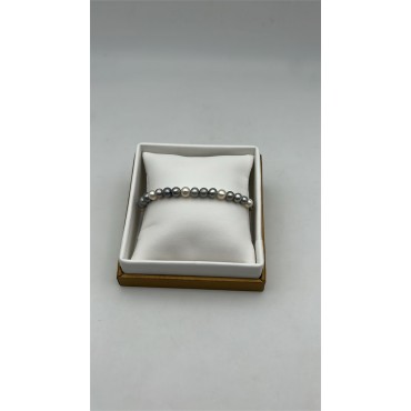 Bracciale filo di perle freshwater multicolor nero-grigio con susta in oro bianco