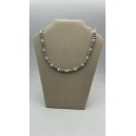 Collana filo di perle freshwater multicolor Bianche-Grigie-Nere con susta in oro bianco